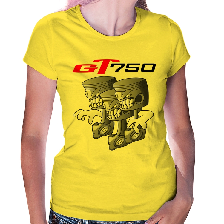 Baby Look Moto GT 750 Pistões - Amarela