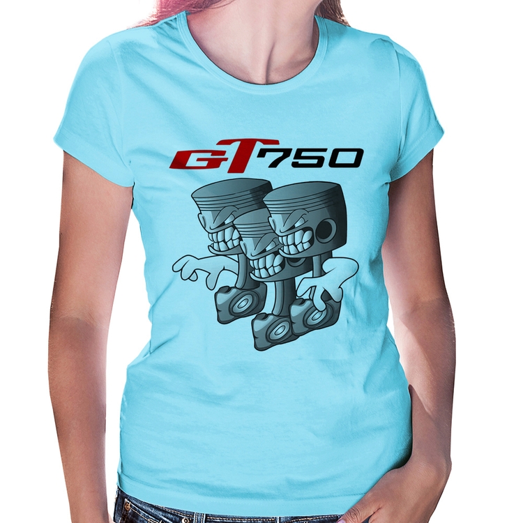 Baby Look Moto GT 750 Pistões - Azul Bebê