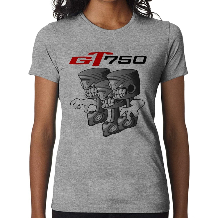 Baby Look Moto GT 750 Pistões - Cinza