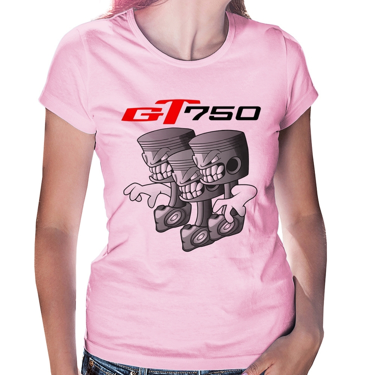 Baby Look Moto GT 750 Pistões - Rosa Bebê