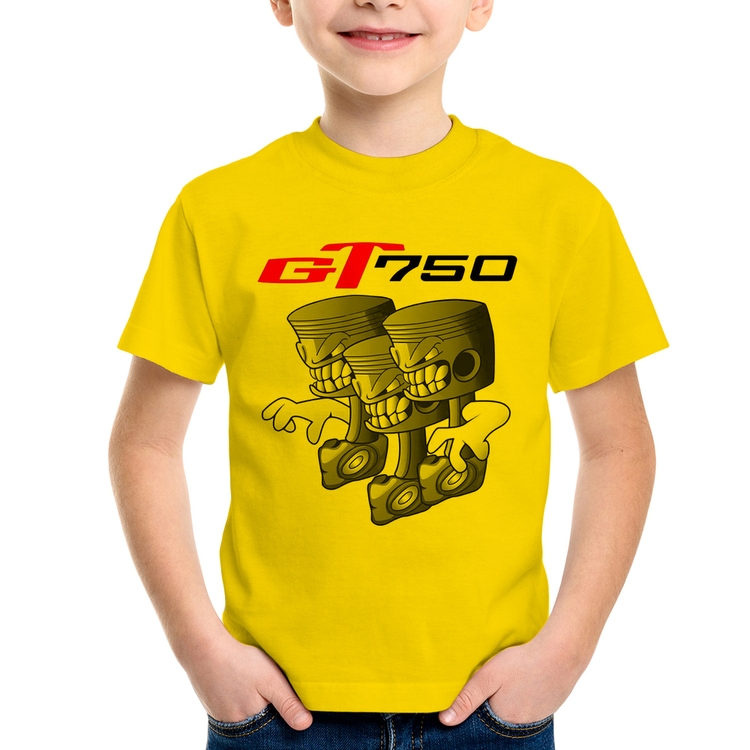 Camiseta Infantil Moto GT 750 Pistões - Amarela