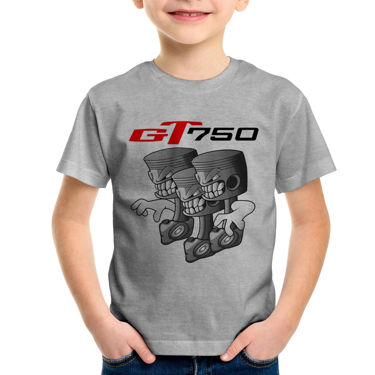 Camiseta Infantil Moto GT 750 Pistões - Cinza