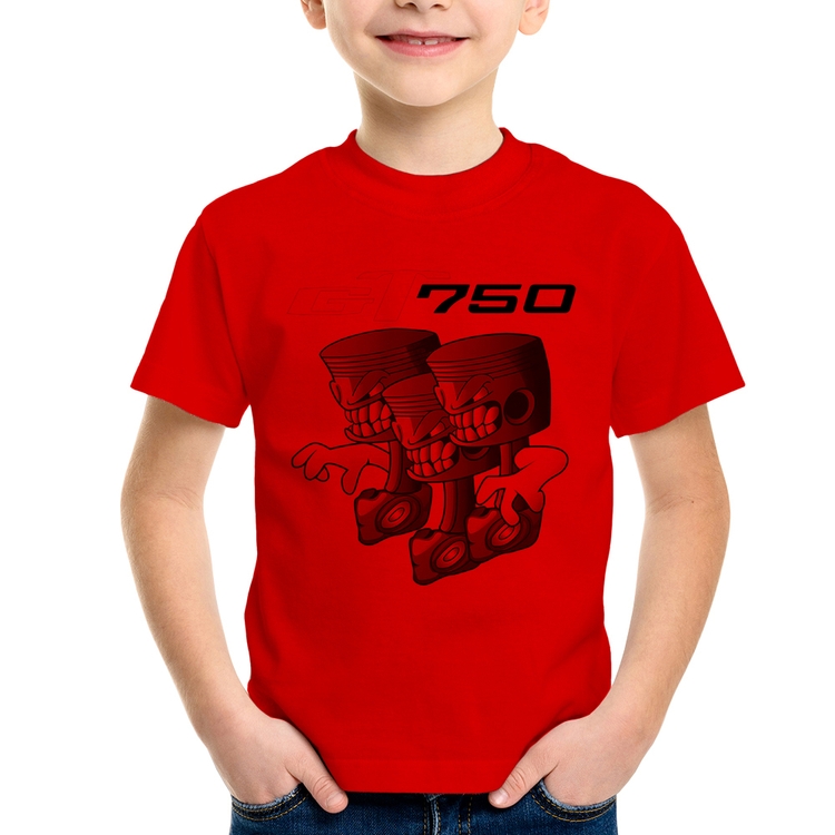 Camiseta Infantil Moto GT 750 Pistões - Vermelha