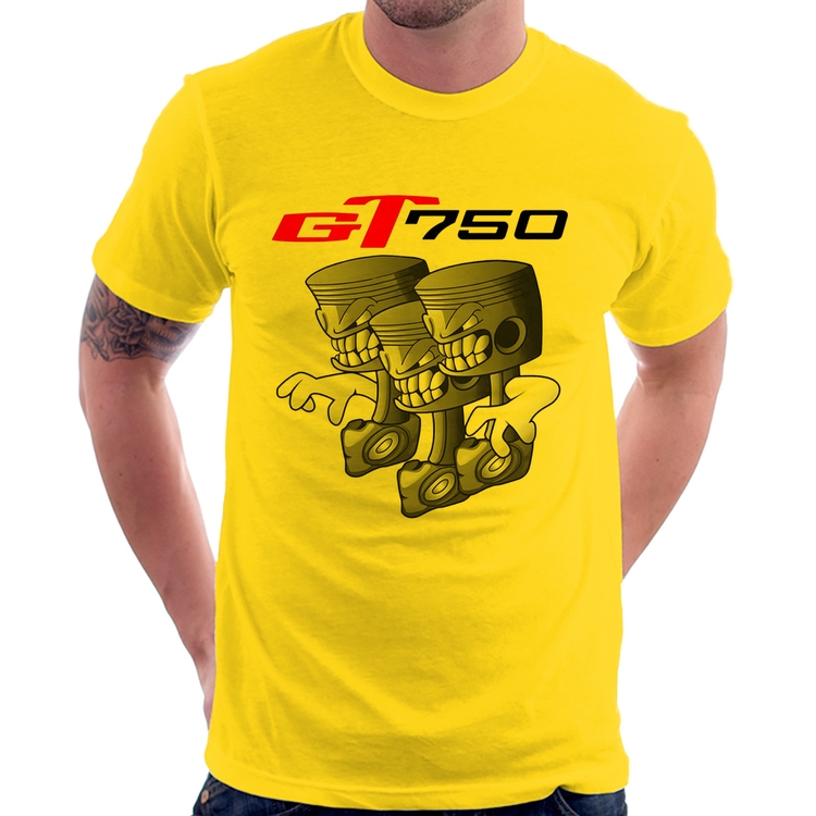 Camiseta Moto GT 750 Pistões - Amarela