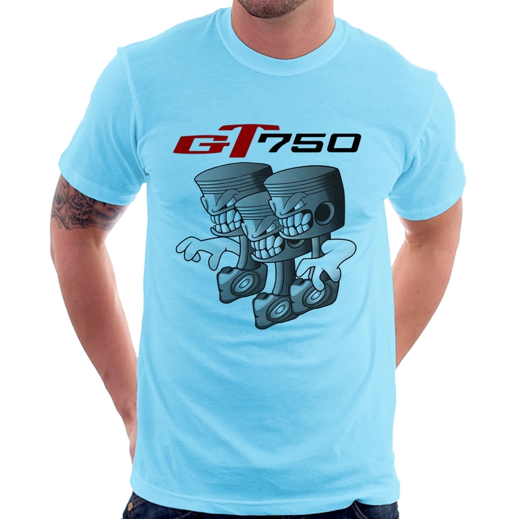 Camiseta Moto GT 750 Pistões - Azul Bebê