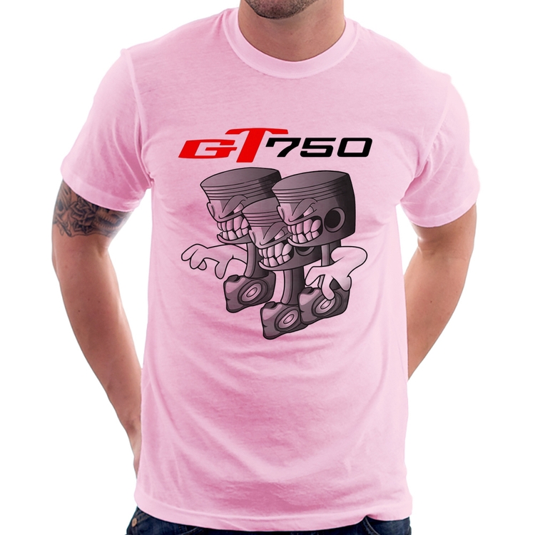 Camiseta Moto GT 750 Pistões - Rosa Bebê