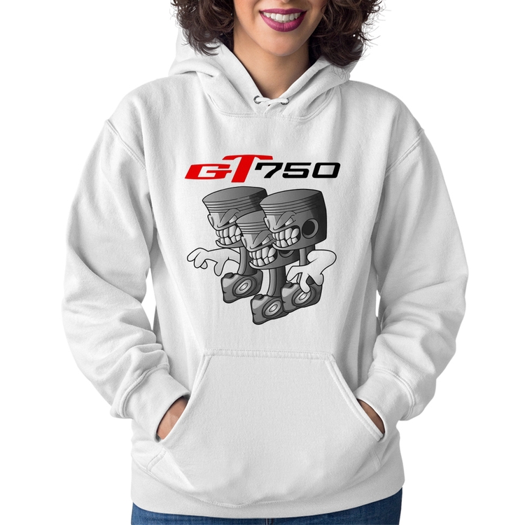 Moletom Feminino Moto GT 750 Pistões - Branco