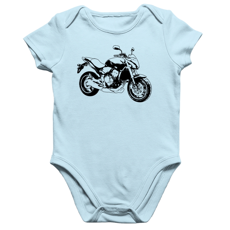 Body Bebê Algodão Moto Hornet Art - Azul Bebê