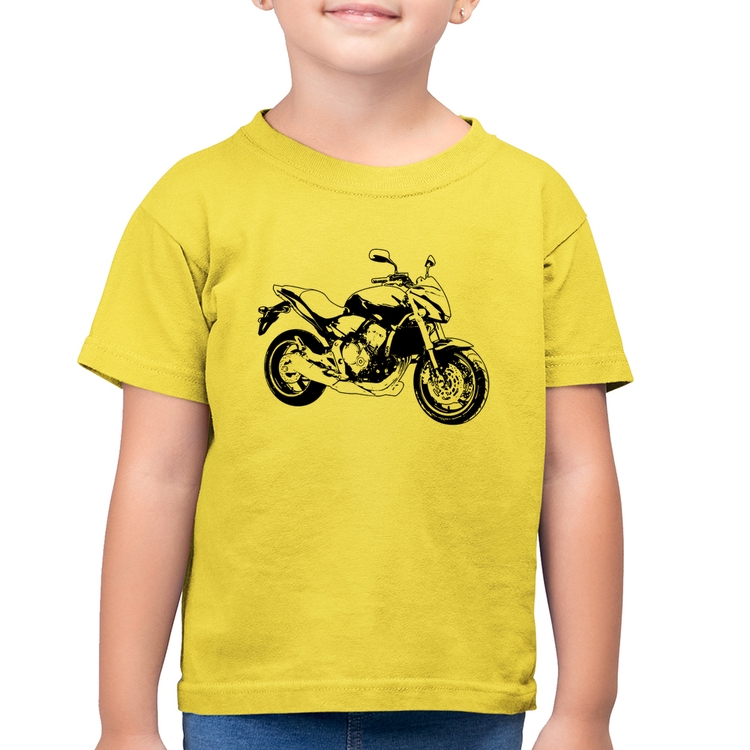 Camiseta Algodão Infantil Moto Hornet Art - Amarelo Canário
