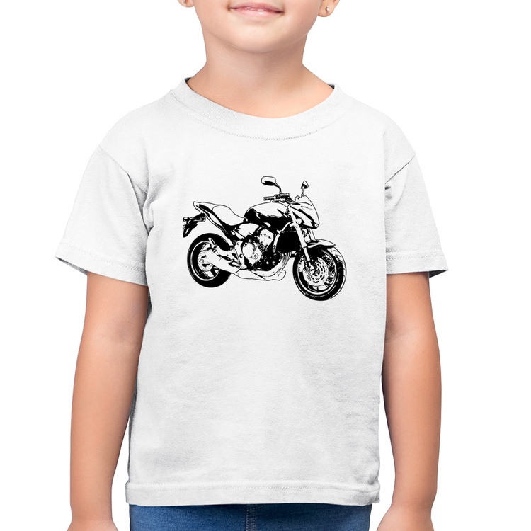 Camiseta Algodão Infantil Moto Hornet Art - Branca
