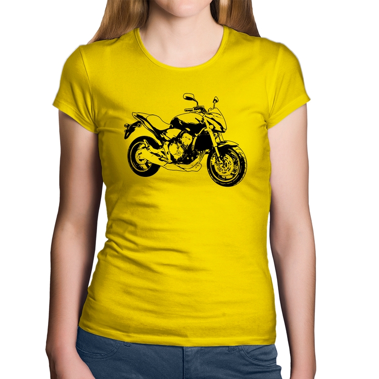 Baby Look Algodão Moto Hornet Art - Amarela