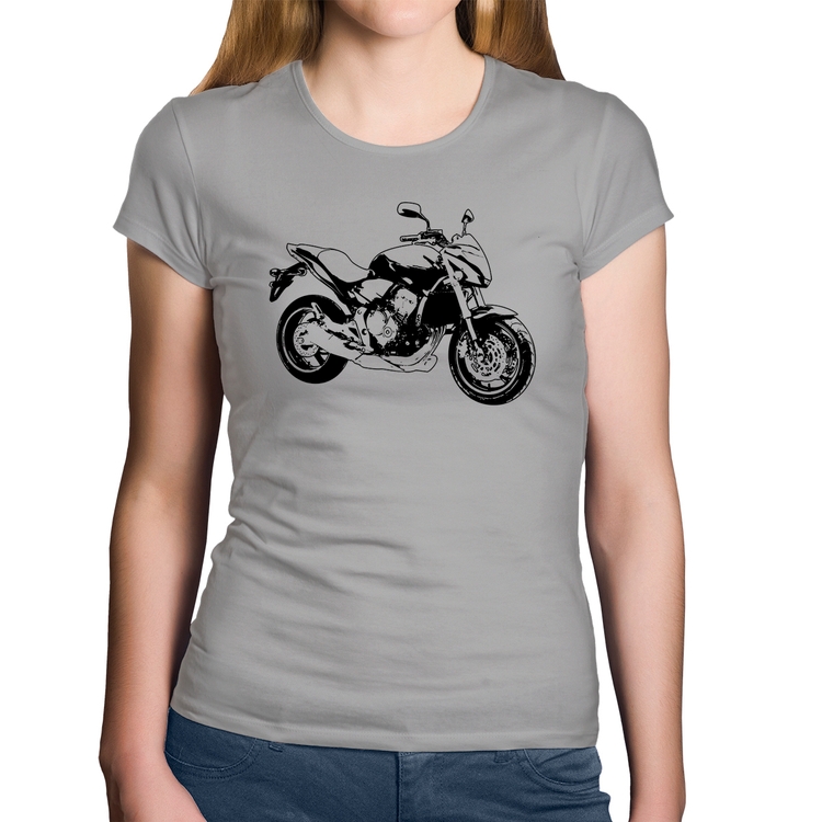 Baby Look Algodão Moto Hornet Art - Cinza