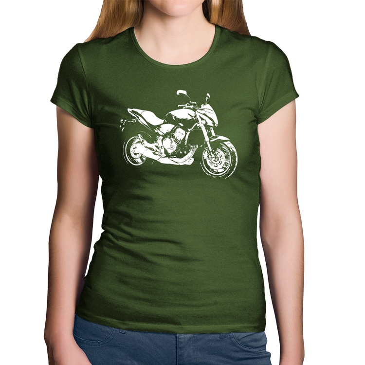 Baby Look Algodão Moto Hornet Art - Musgo