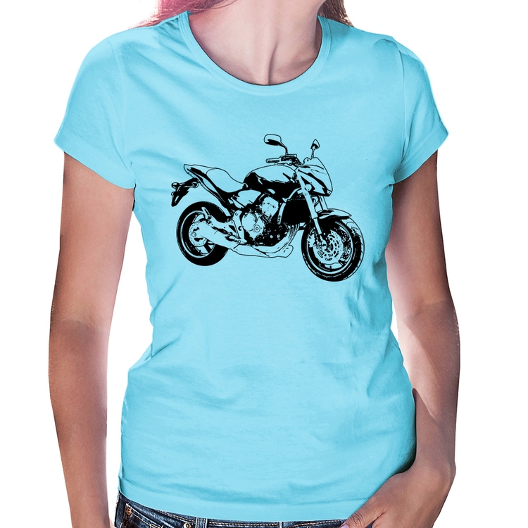 Baby Look Moto Hornet Art - Azul Bebê