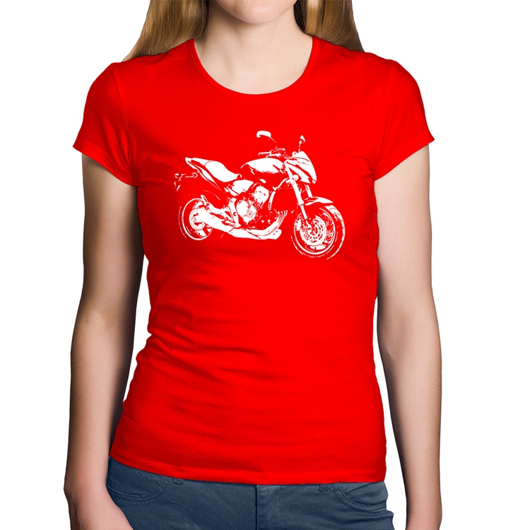 Baby Look Algodão Moto Hornet Art - Vermelha