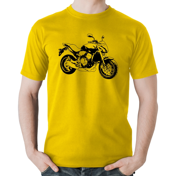 Camiseta Algodão Moto Hornet Art - Amarela