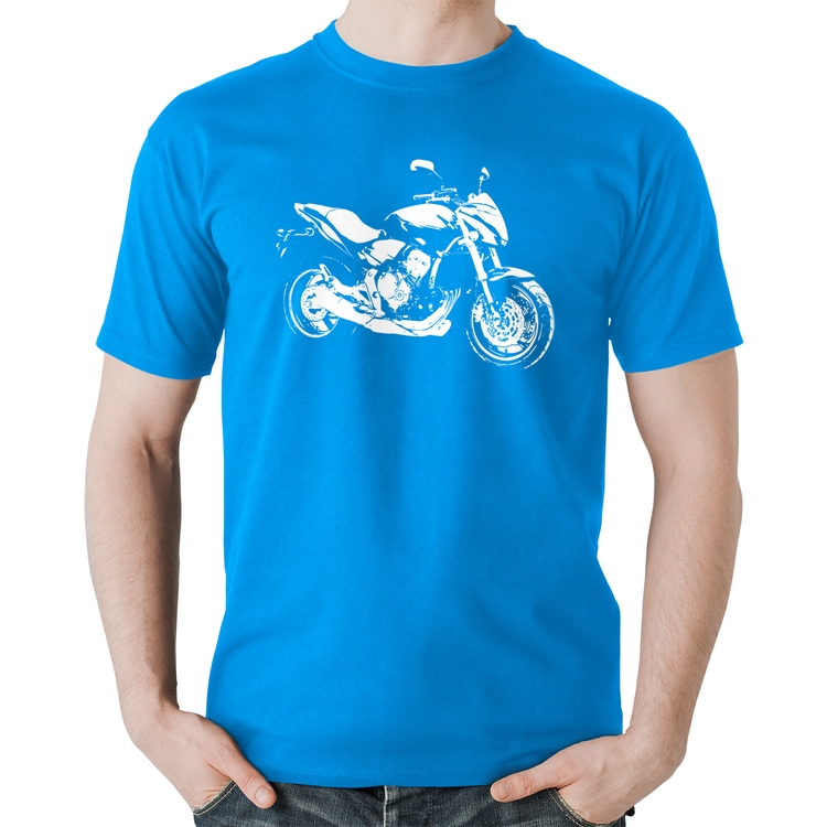 Camiseta Algodão Moto Hornet Art - Azul