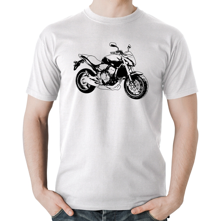 Camiseta Algodão Moto Hornet Art - Branca
