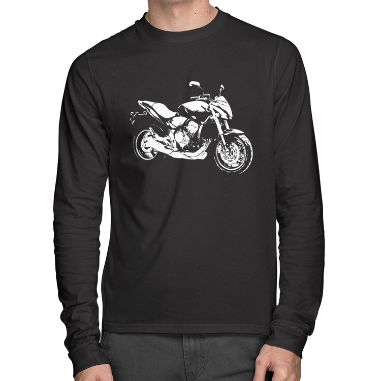 Camiseta Algodão Moto Hornet Art Manga Longa