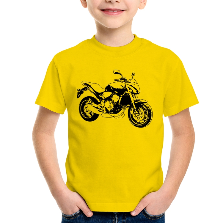 Camiseta Infantil Moto Hornet Art - Amarela