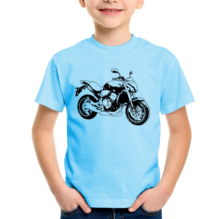 Camiseta Infantil Moto Hornet Art - Azul Bebê