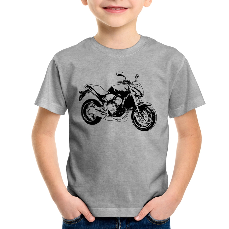Camiseta Infantil Moto Hornet Art - Cinza