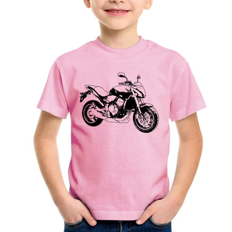 Camiseta Infantil Moto Hornet Art - Rosa Bebê