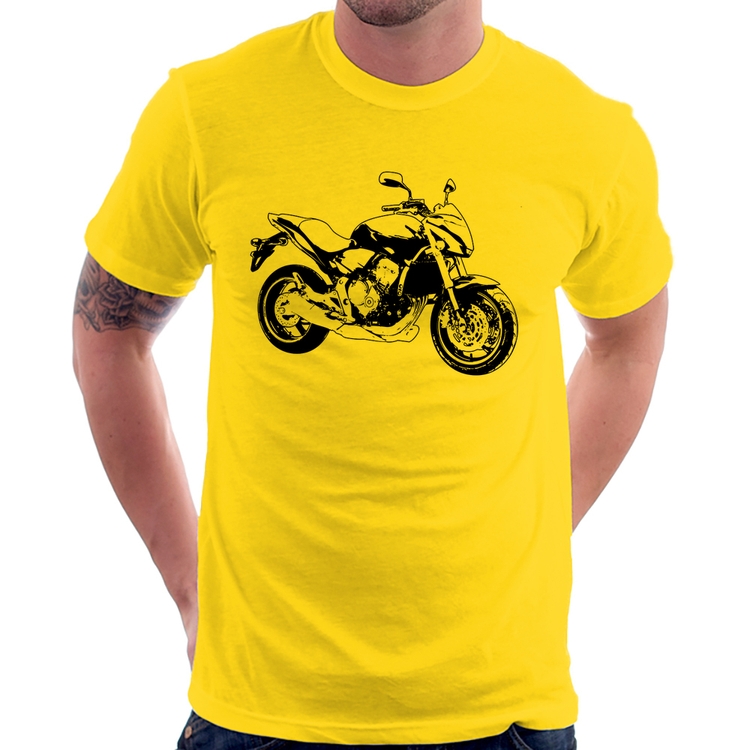 Camiseta Moto Hornet Art - Amarela