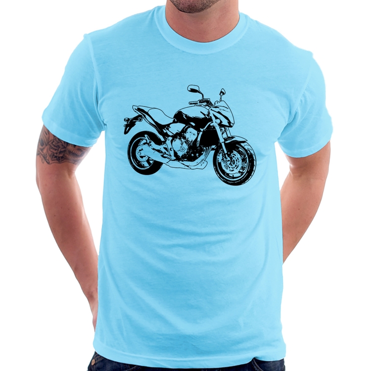 Camiseta Moto Hornet Art - Azul Bebê