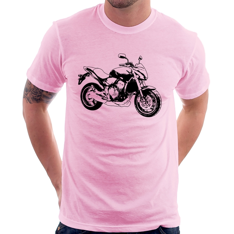Camiseta Moto Hornet Art - Rosa Bebê