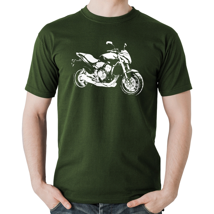 Camiseta Algodão Moto Hornet Art - Musgo