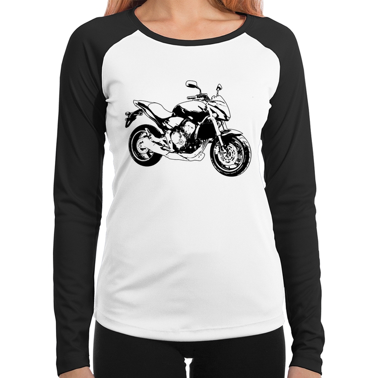 Baby Look Raglan Moto Hornet Art Manga Longa