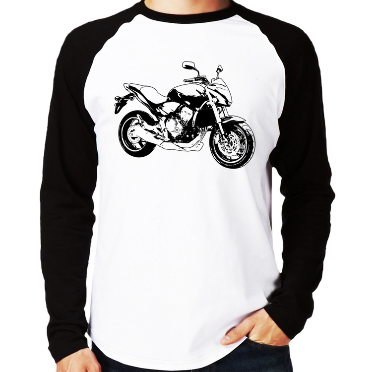 Camiseta Raglan Moto Hornet Art Manga Longa