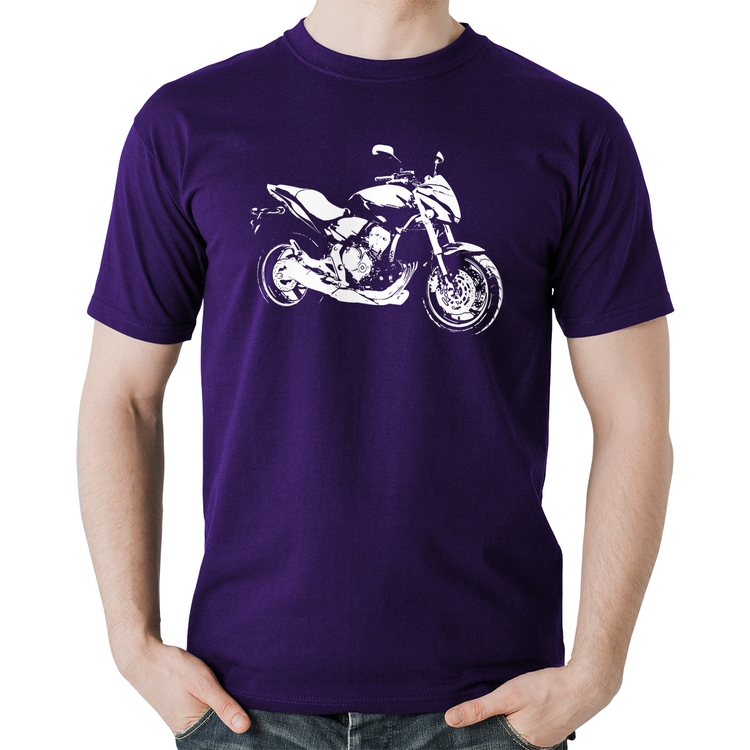 Camiseta Algodão Moto Hornet Art - Roxa