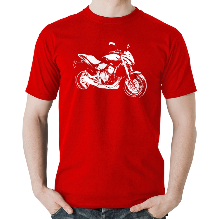 Camiseta Algodão Moto Hornet Art - Vermelha