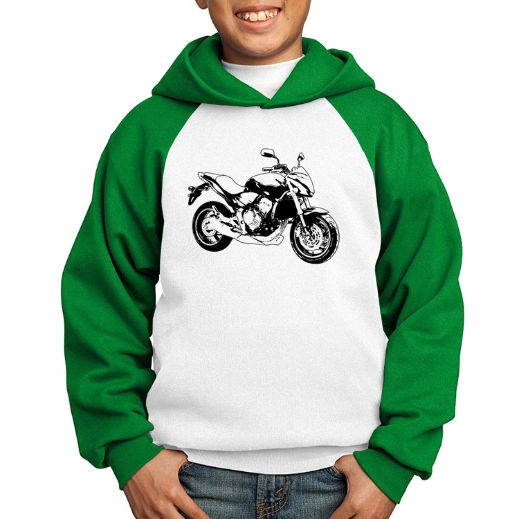 Moletom Infantil Moto Hornet Art - Branco/Verde