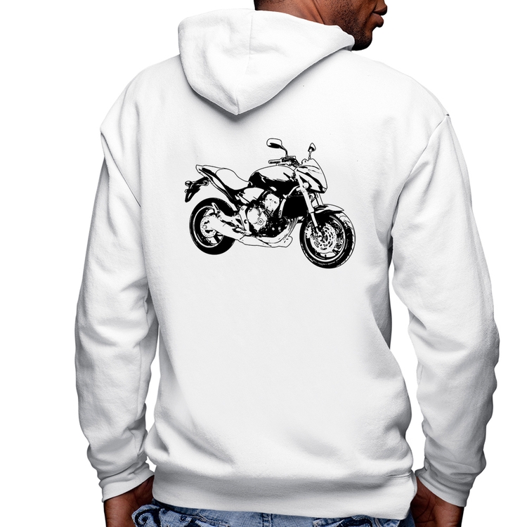 Blusa Moletom Moto Hornet Art Masculina com Capuz e Zíper - Branca