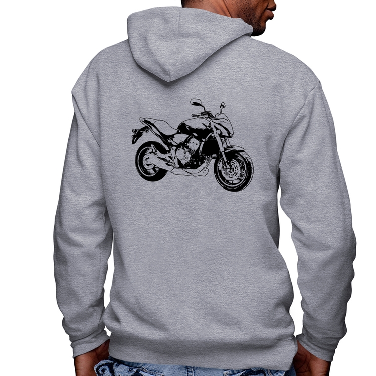 Blusa Moletom Moto Hornet Art Masculina com Capuz e Zíper - Mescla