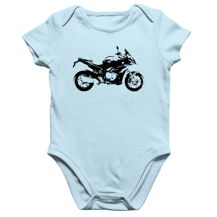 Body Bebê Algodão Moto S 1000 XR Art - Azul Bebê