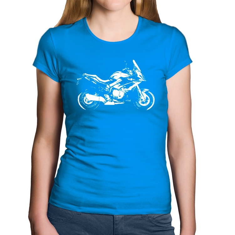 Baby Look Algodão Moto S 1000 XR Art - Azul