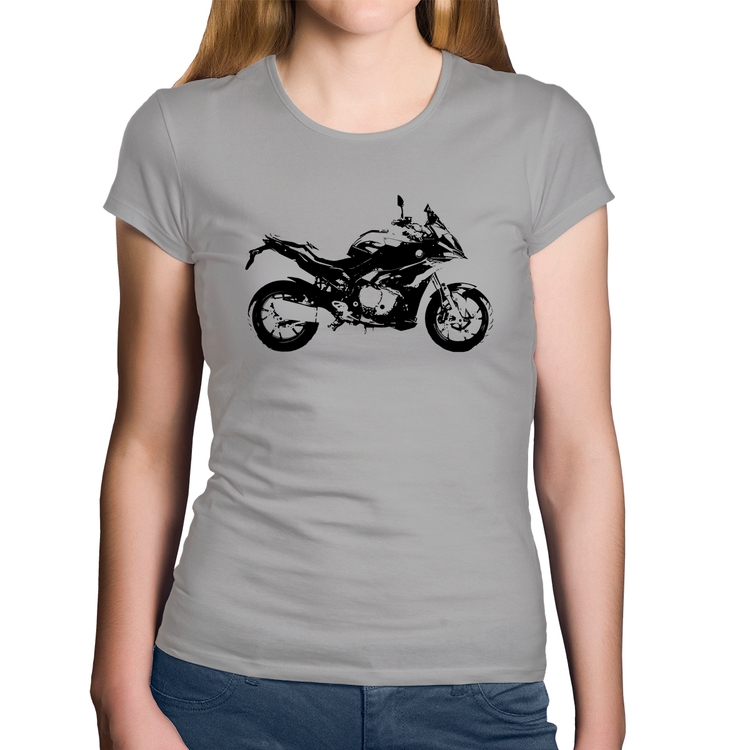 Baby Look Algodão Moto S 1000 XR Art - Cinza