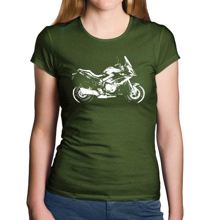 Baby Look Algodão Moto S 1000 XR Art - Musgo