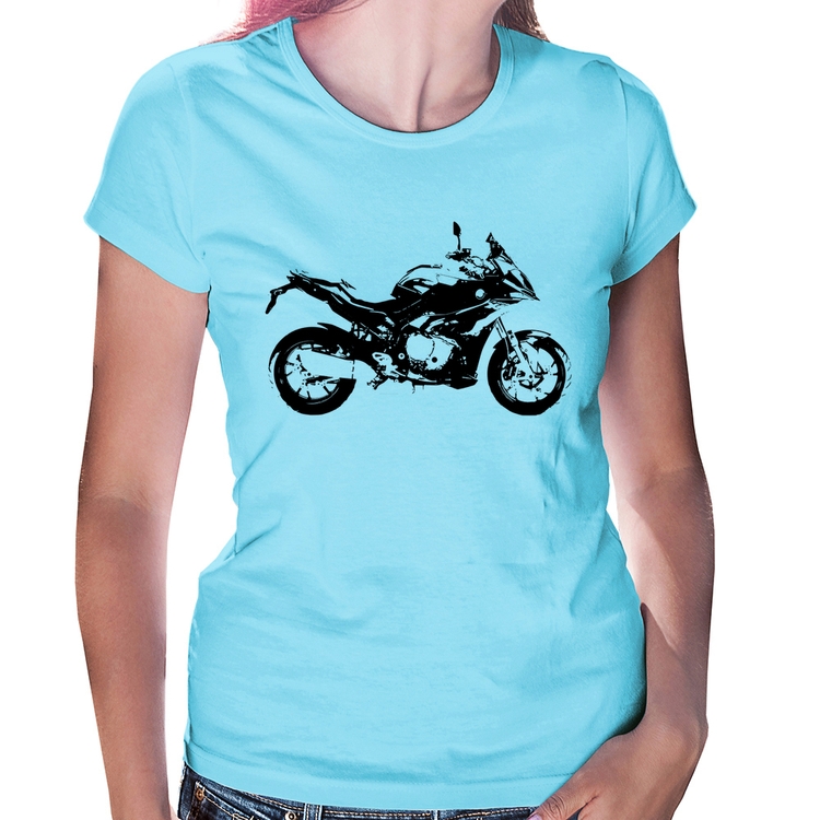 Baby Look Moto S 1000 XR Art - Azul Bebê