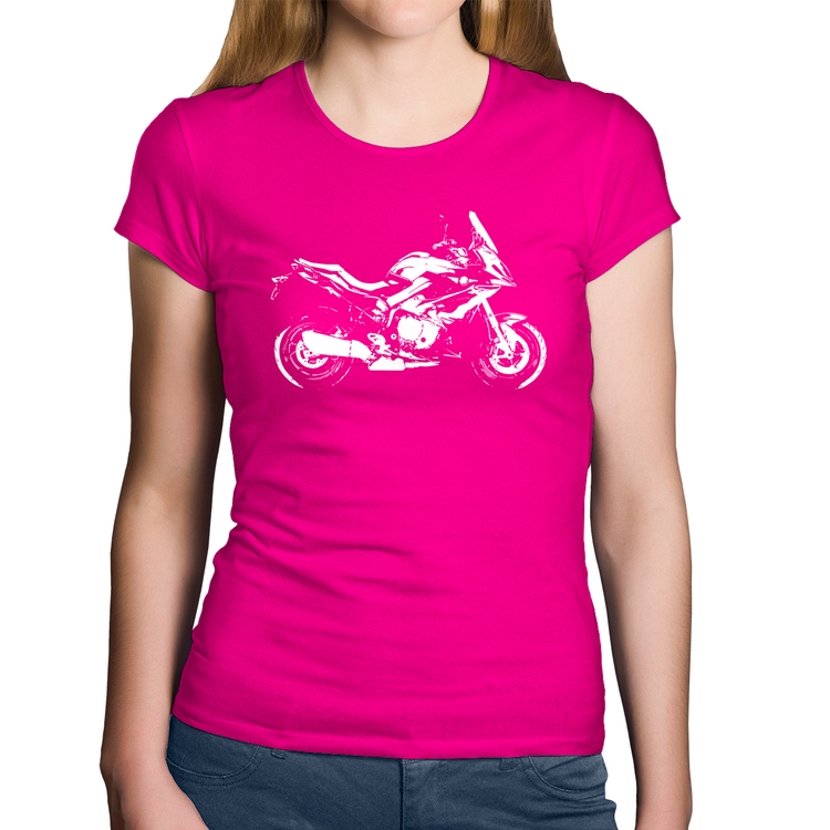 Baby Look Algodão Moto S 1000 XR Art - Rosa