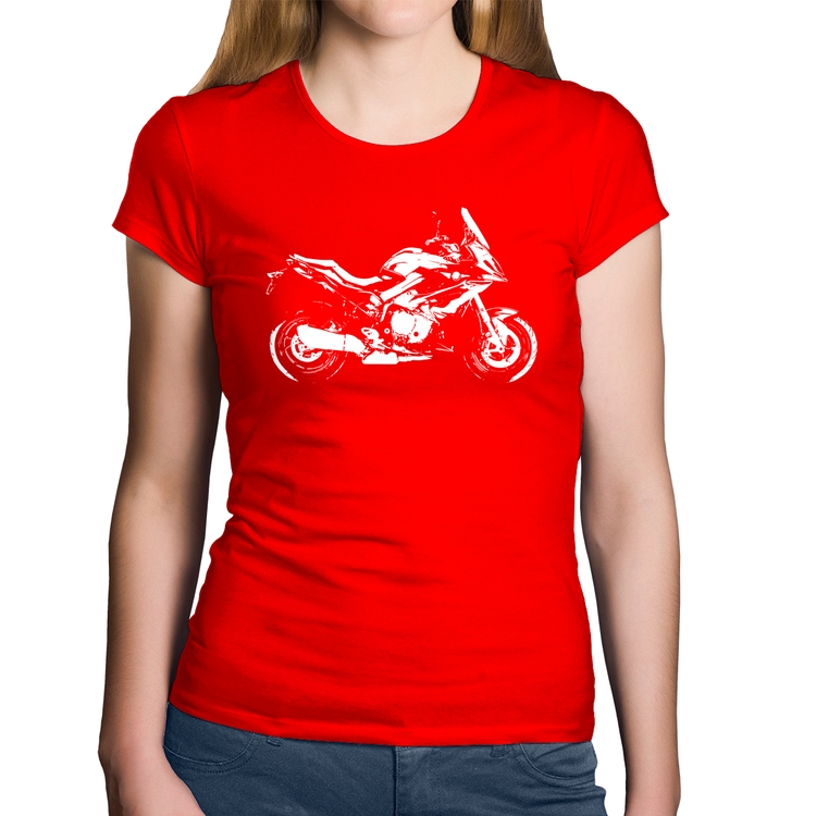 Baby Look Algodão Moto S 1000 XR Art - Vermelha