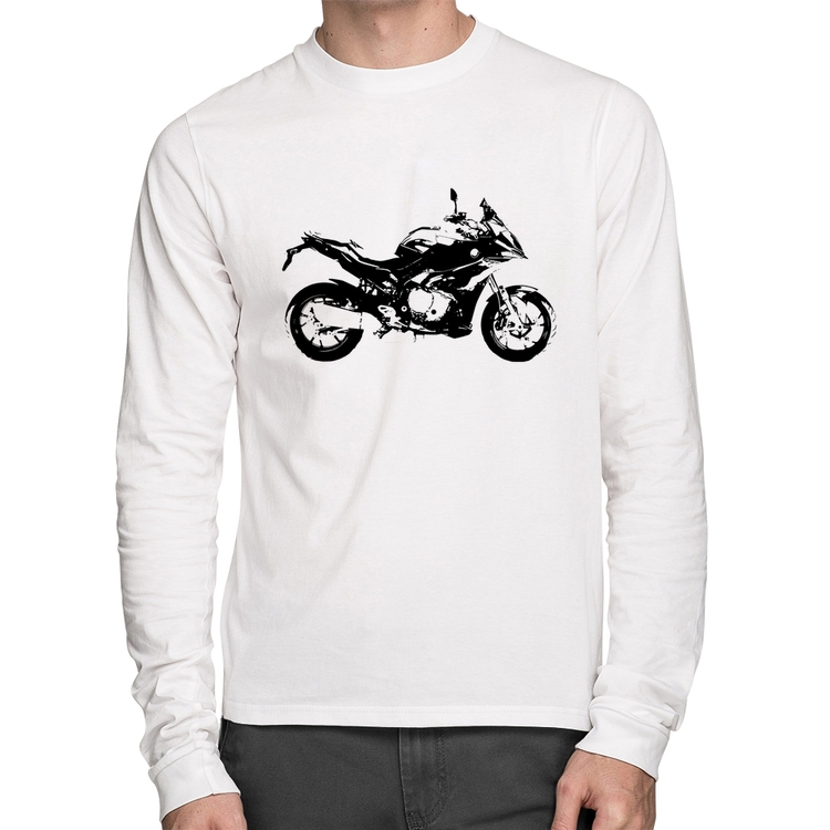 Camiseta Algodão Moto S 1000 XR Art Manga Longa - Branca