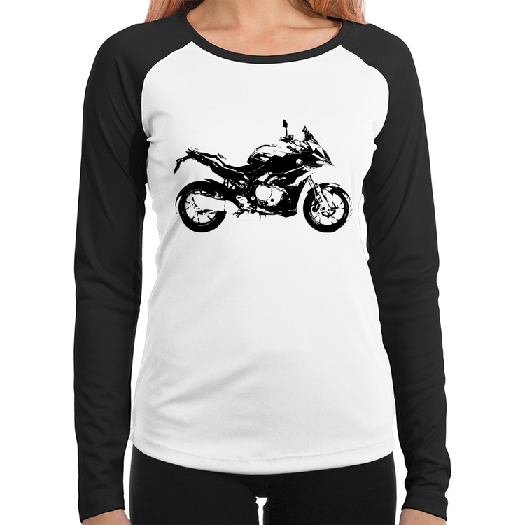 Baby Look Raglan Moto S 1000 XR Art Manga Longa