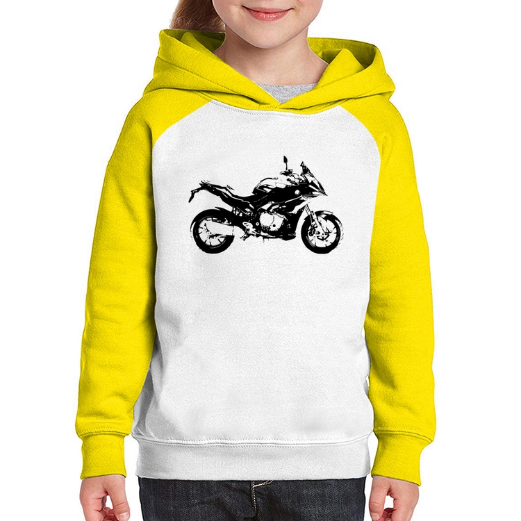 Moletom Infantil Moto S 1000 XR Art - Branco/Amarelo