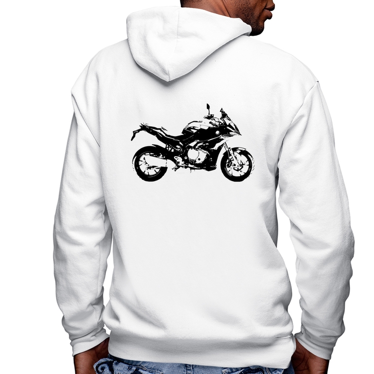 Blusa Moletom Moto S 1000 XR Art Masculina com Capuz e Zíper - Branca