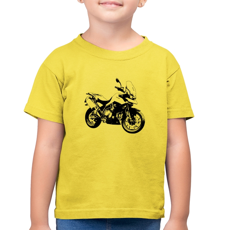 Camiseta Algodão Infantil Moto Tiger 900 GT Art - Amarelo Canário